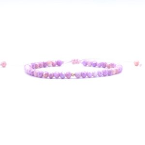 Bratara cu o bila din Aur 585 de 14k de 2.5 mm cu cristale fatetate de sticla roz marshmallow