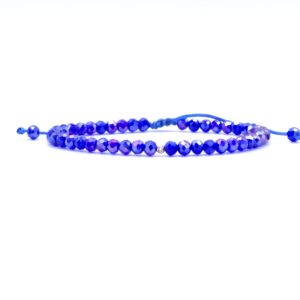 Bratara cu o bila din Aur 585 de 14k de 2.5 mm cu cristale fatetate de sticla albastru violet