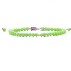 Bratara cu o bila din Aur 585 de 14k de 2.5 mm cu cristale fatetate de sticla verde deschis