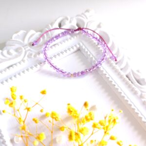 Bratara cu o bila din Aur 585 de 14k de 2.5 mm cu cristale fatetate de sticla violet
