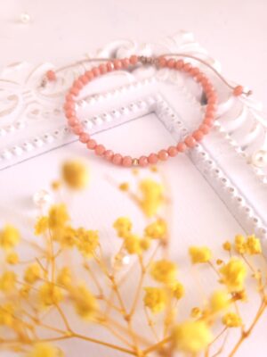 Bratara cu o bila din Aur 585 de 14k de 2.5 mm cu cristale fatetate de sticla peach
