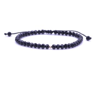 Bratara cu o bila din Aur 585 de 14k de 2.5 mm cu cristale fatetate de sticla negre