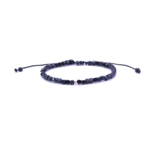 Bratara cu o bila din Aur 585 de 14k de 2.5 mm cu cristale cubice fatetate de sticla negre