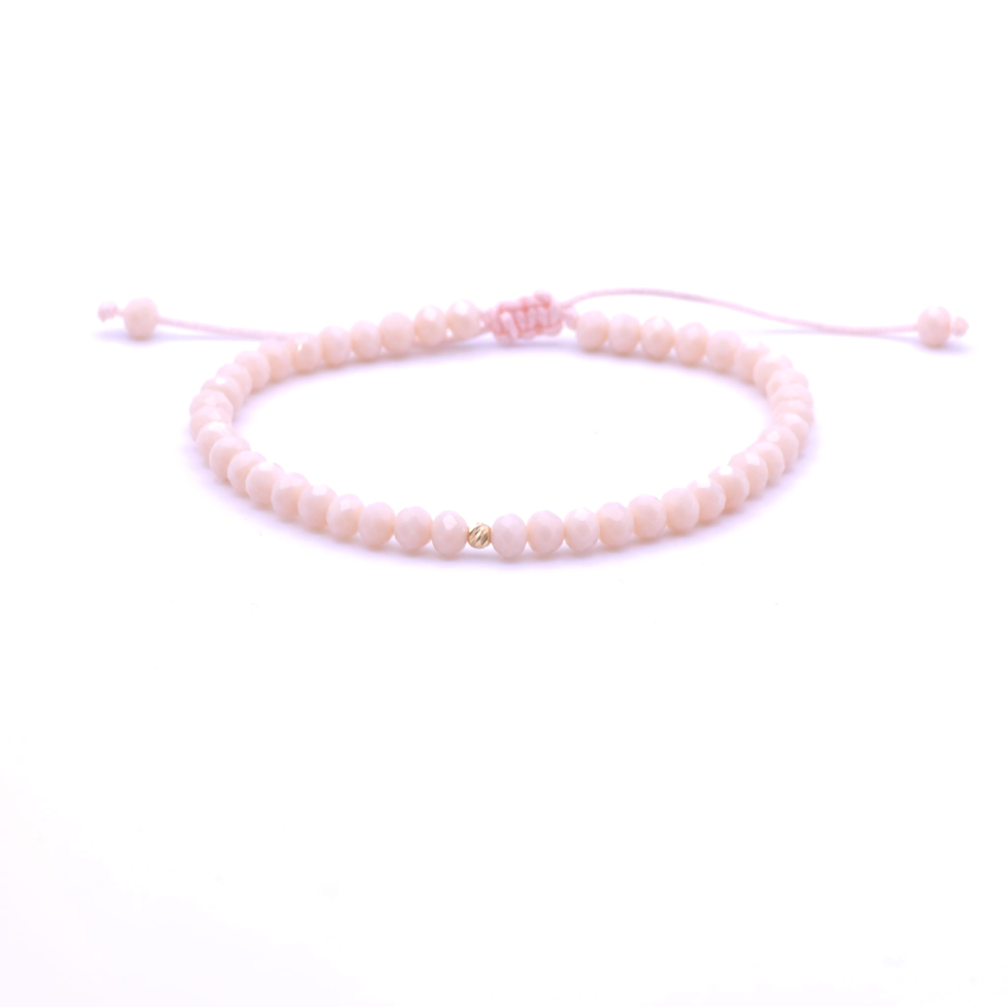 Bratara cu o bila din Aur 585 de 14k de 2.5 mm cu cristale fatetate de sticla nude