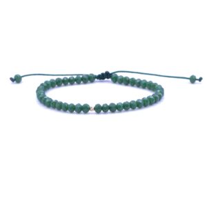 Bratara cu o bila din Aur 585 de 14k de 2.5 mm cu cristale fatetate de sticla verde smarald
