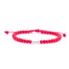 Bratara cu o bila din Aur 585 de 14k de 2.5 mm cu cristale fatetate de sticla rosie cu doua perle