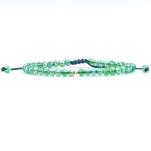 Bratara cu o bila din Aur 585 de 14k de 2.5 mm cu cristale fatetate de sticla verde