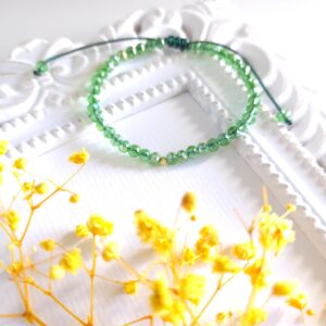 Bratara cu o bila din Aur 585 de 14k de 2.5 mm cu cristale fatetate de sticla verde