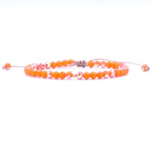 Bratara cu o bila din Aur 585 de 14k de 2.5 mm cu cristale fatetate de sticla orange sparkle