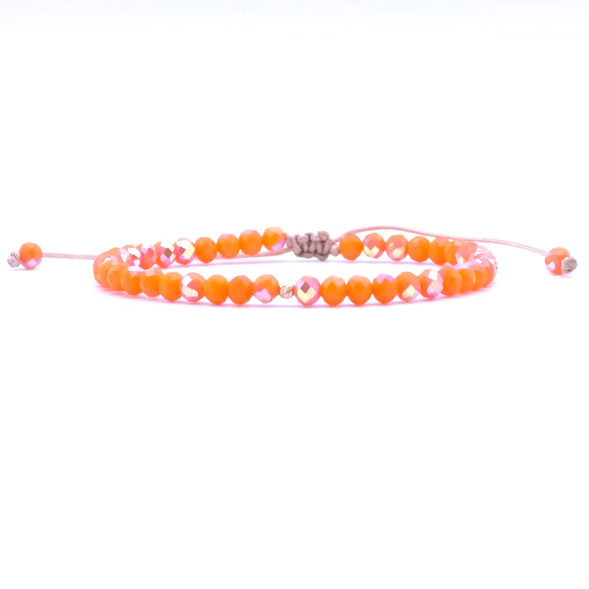 Bratara cu o bila din Aur 585 de 14k de 2.5 mm cu cristale fatetate de sticla orange sparkle