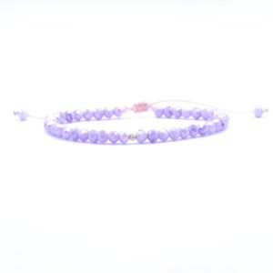 Bratara cu o bila din Aur 585 de 14k de 2.5 mm cu cristale fatetate de sticla lila fucsia